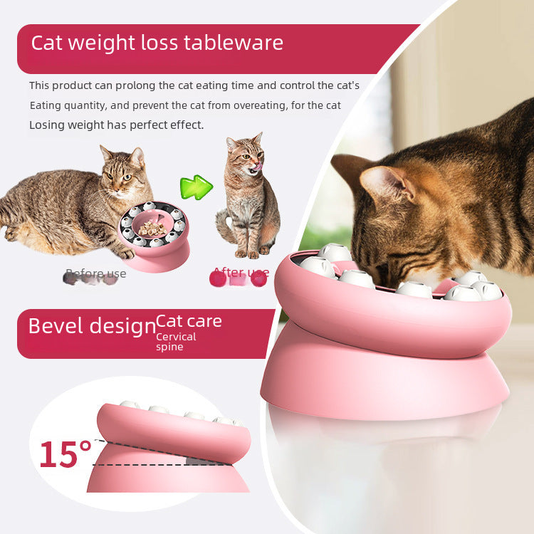 Amazon new pet cat self-Hi relieving stuffy slow food tableware cat bowl educational feeder healthy feeding Basin