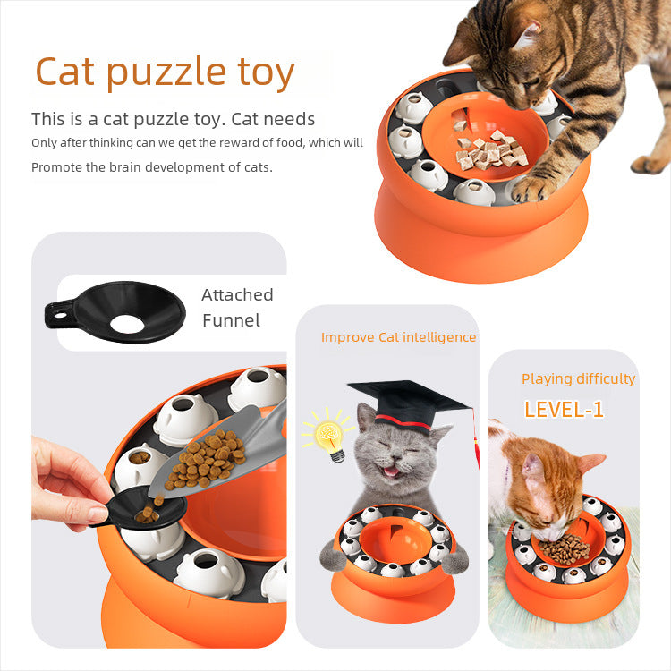 Amazon new pet cat self-Hi relieving stuffy slow food tableware cat bowl educational feeder healthy feeding Basin