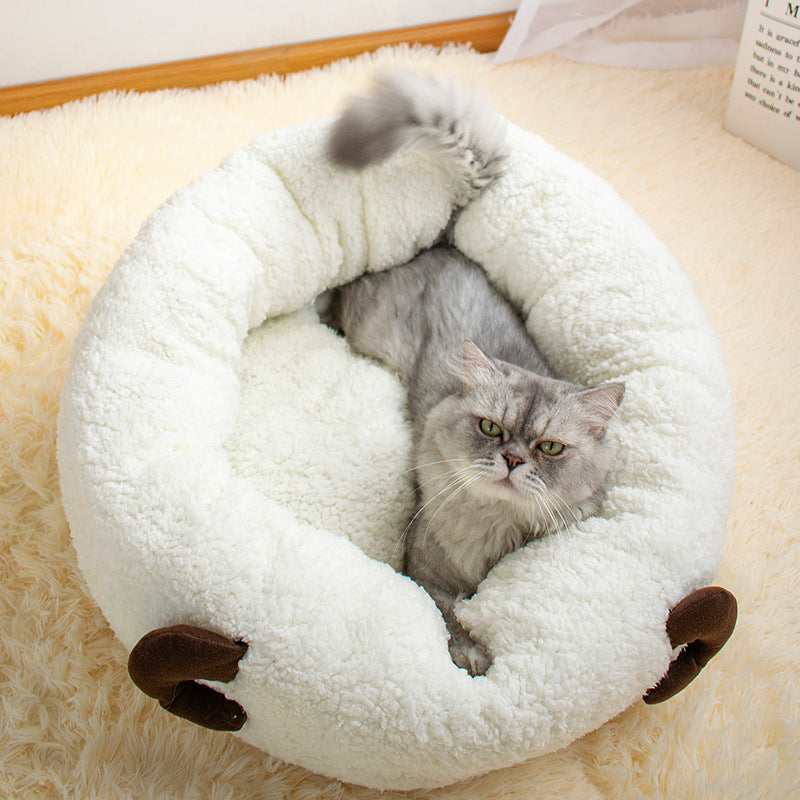 Cozy Fuzzy Enclosed Pet Bed for Cats and Dogs